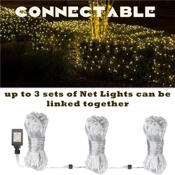 Net Lights Outdoor, 360 LED Gazebo Net Lights, 10×10 FT Connectable Fairy Lights - Picture 4 of 7